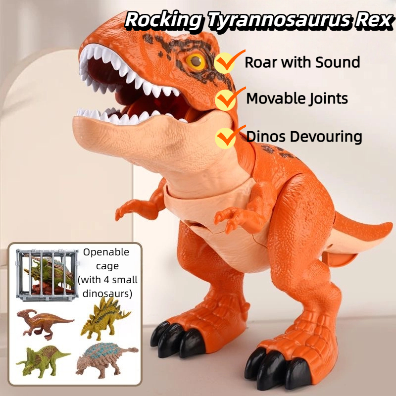Devouring Tyrannosaurus Dinosaur Set with Mini Dinos, Movable Joints and Sound, Toys for 3 Years +