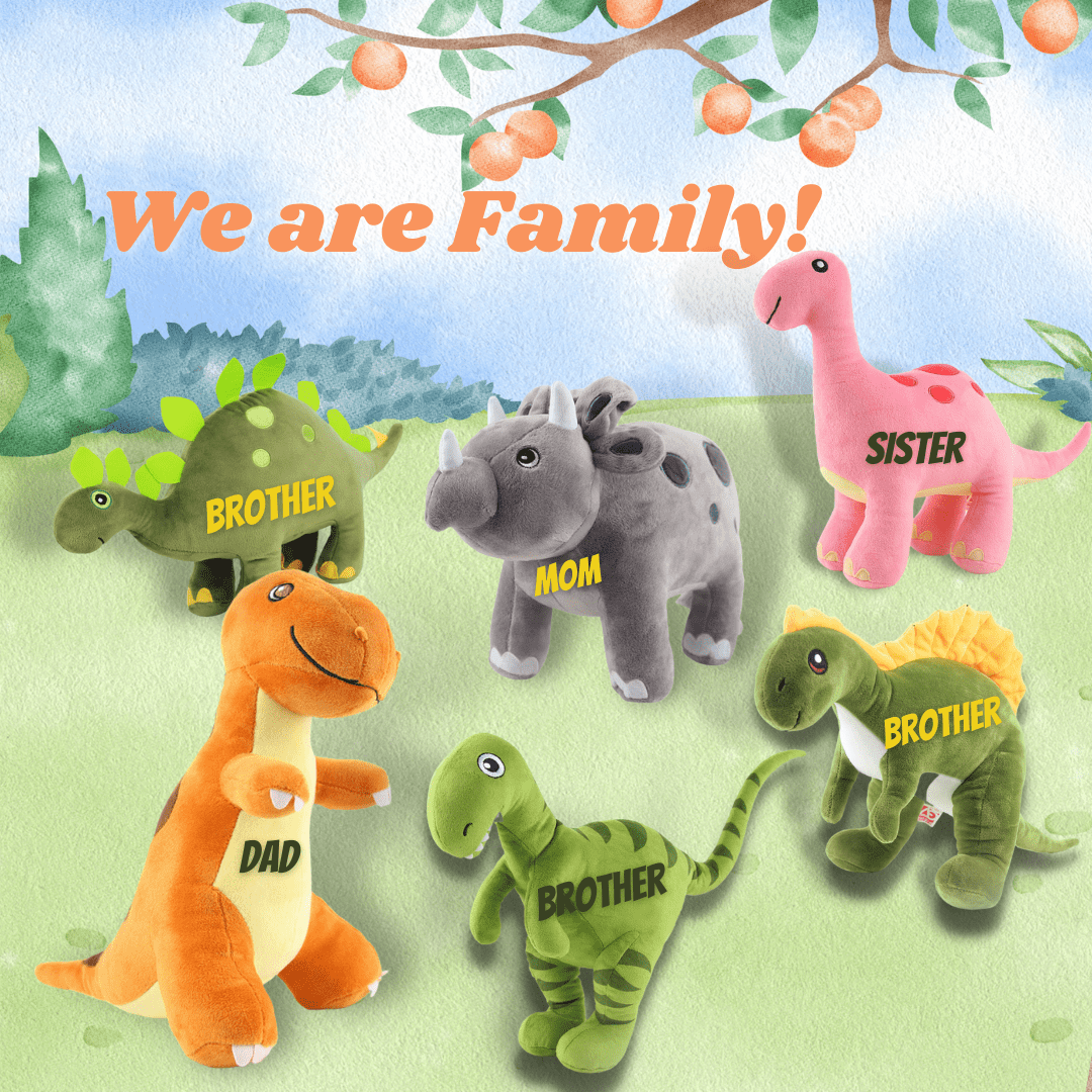 Name Personalized Dinosaur Family Stuffed Animal Plush Toy Gift for Kids