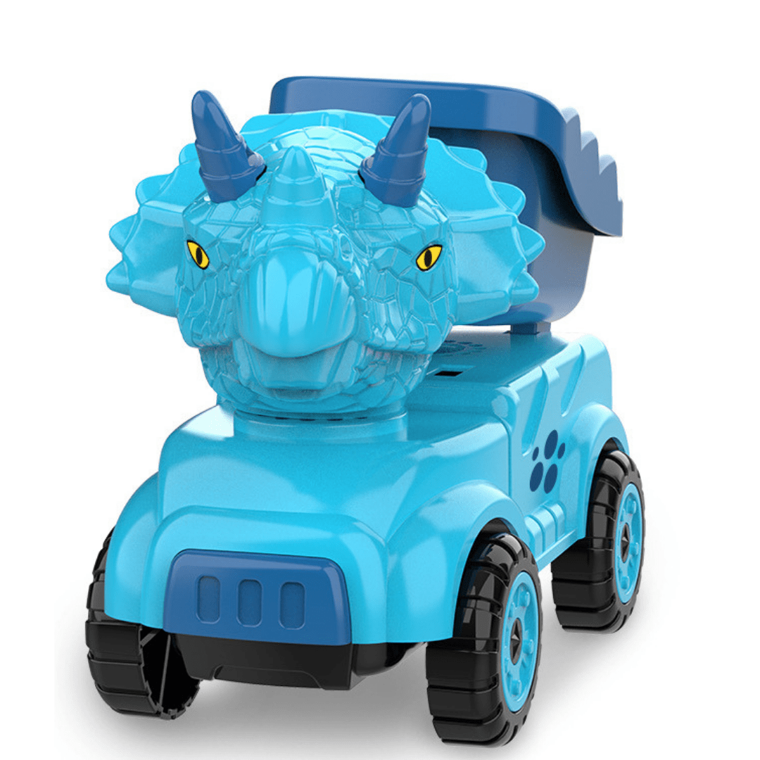 Inertial Take Apart Construction Dinosaur Truck Car T Rex Triceratops Excavator Toy for Kids Blue Triceratops