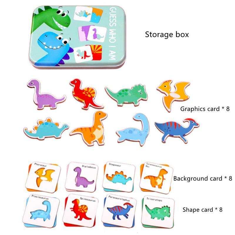 Guess Who I Am Dinosaur Matching Cards Kids Early Learning Cognitive Toys