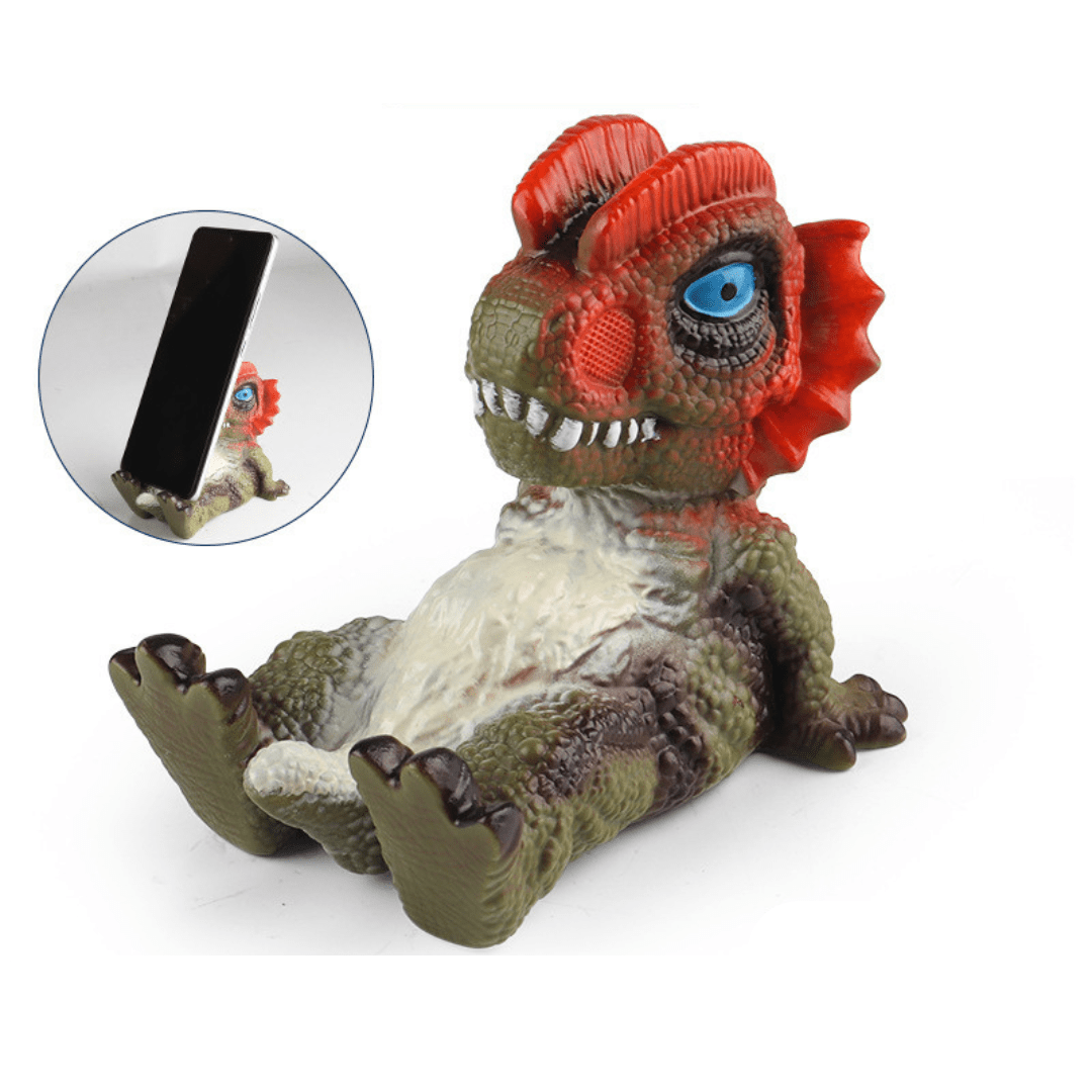 Sitting Dinosaur Figure Mobile Phone Stand Holder Dilophosaurus