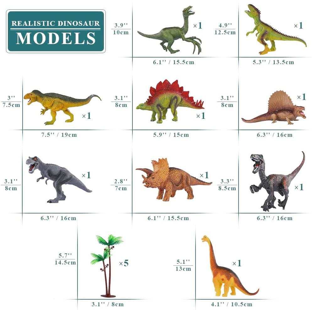Educational Realistic Dinosaur Toys Figures Activity Play Mat Trees & Container Playset Standard Version