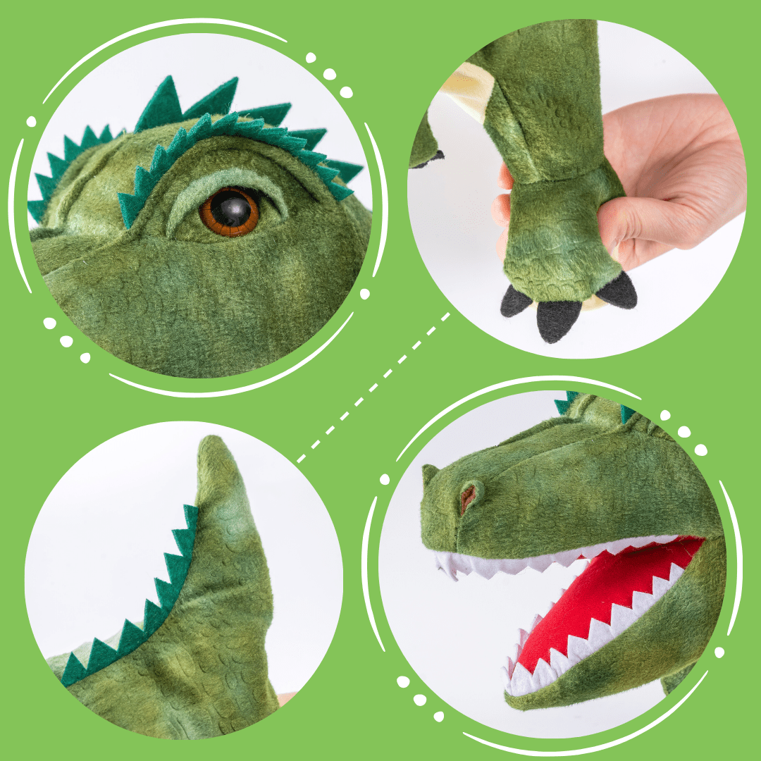 Adorable Plush Dinosaur Hand Puppet Interactive Cosplay Role Play Game Toy