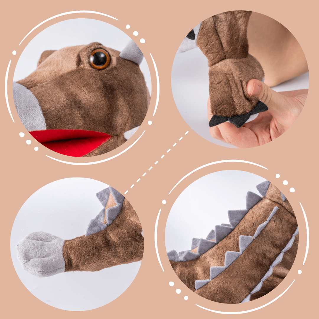 Adorable Plush Dinosaur Hand Puppet Interactive Cosplay Role Play Game Toy