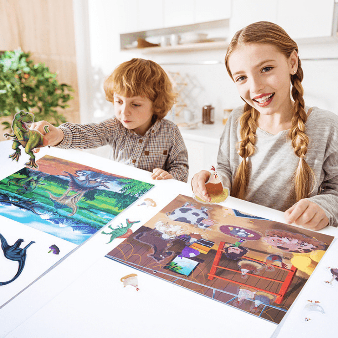 Dinosaur and Farm Theme Electrostatic Sticker Book