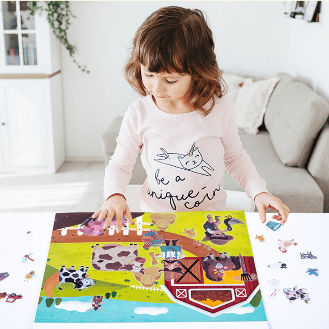 Dinosaur and Farm Theme Electrostatic Sticker Book