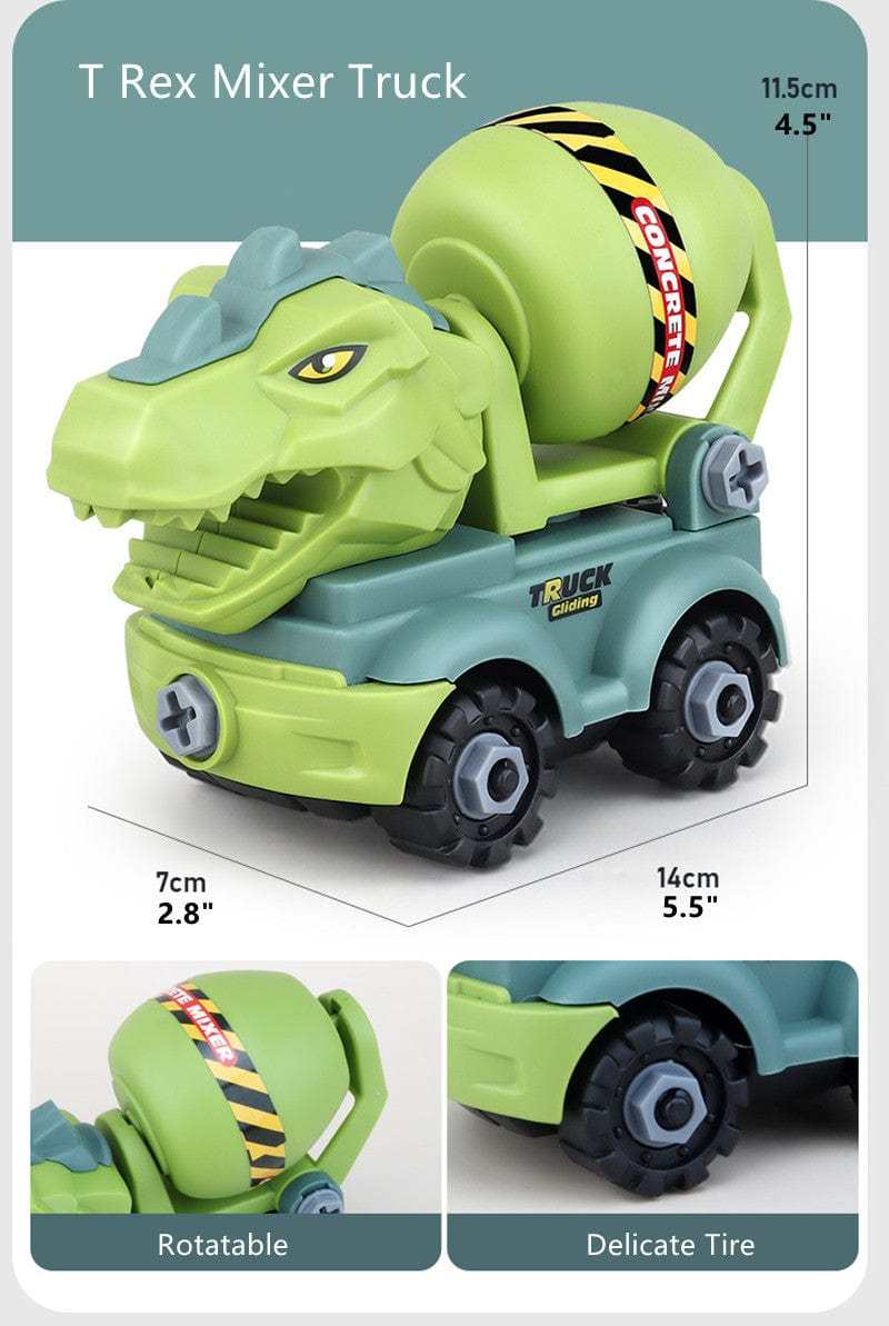 Inertial Take Apart Construction Dinosaur Truck Car T Rex Triceratops Excavator Toy for Kids