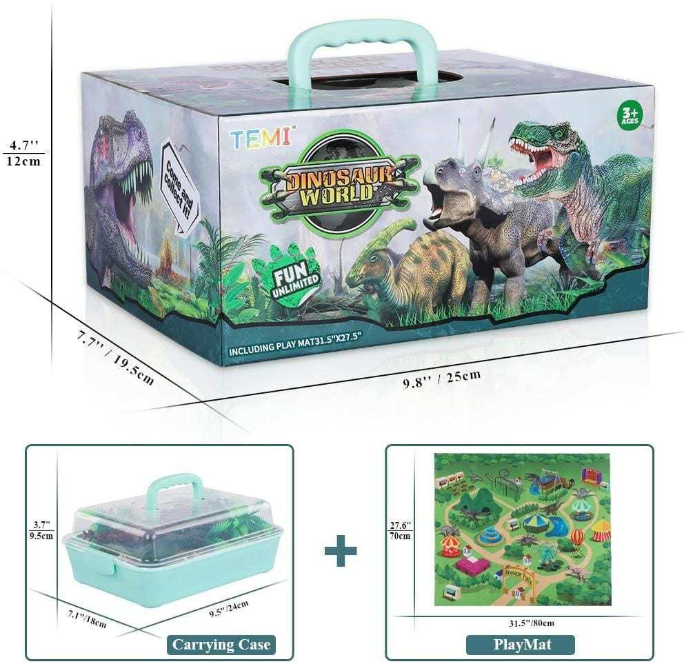Educational Realistic Dinosaur Toys Figures Activity Play Mat Trees & Container Playset Standard Version