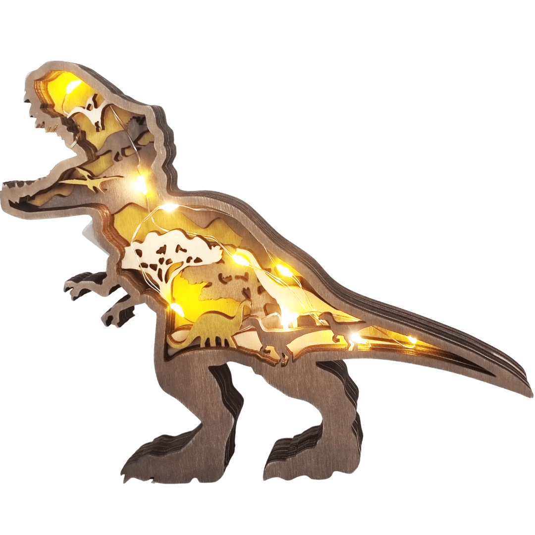 Wooden Natural Dinosaur Nightlight TRex Lighting Lamp Home Decoration