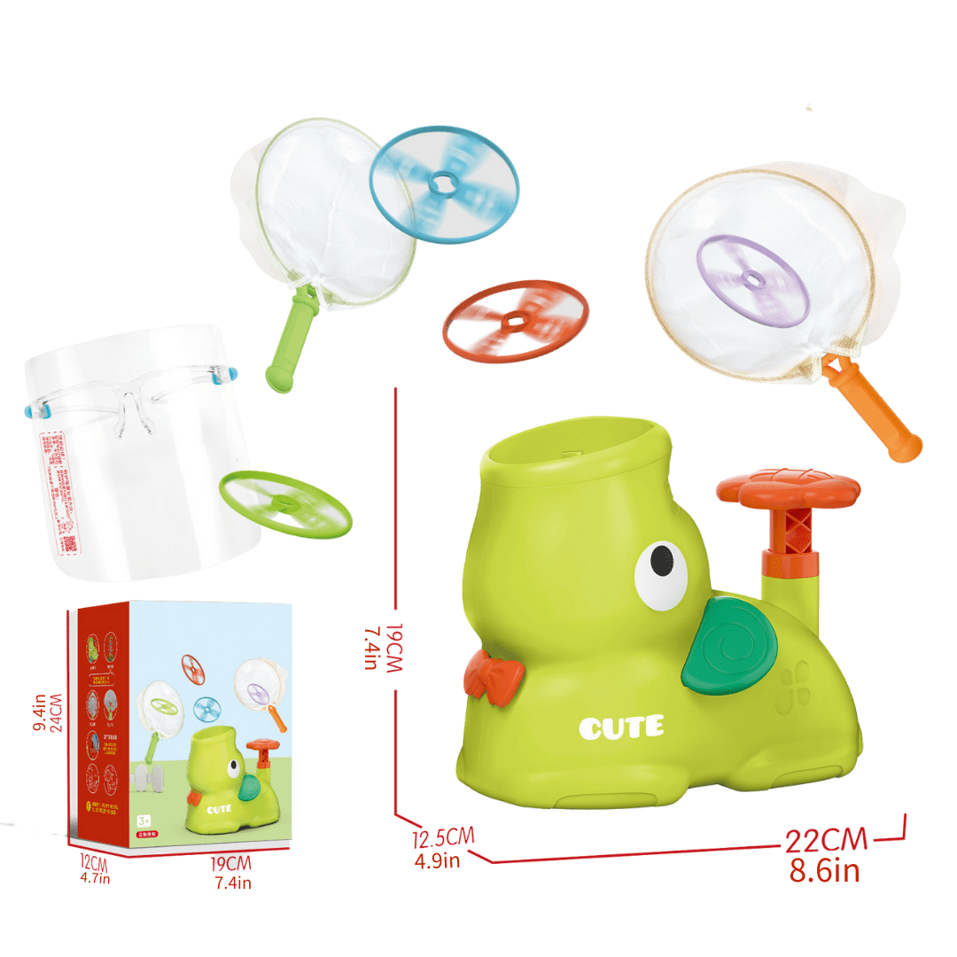 Flying Discs Launcher Toy Set Step On Machine Outdoor Toy for Boys Girls Green Elephant