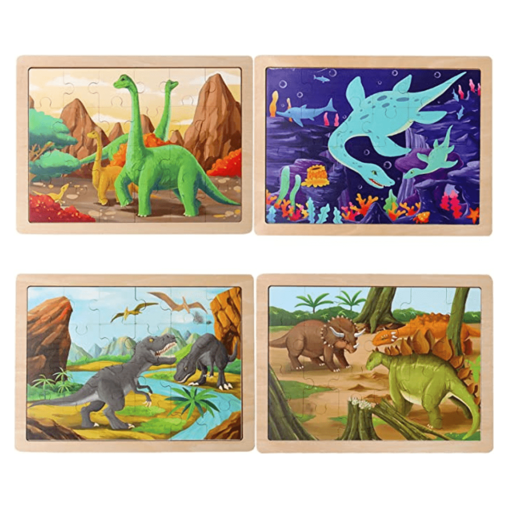 24 Pcs Wooden Dinosaur Jigsaw Puzzles for Kids – Dinolize