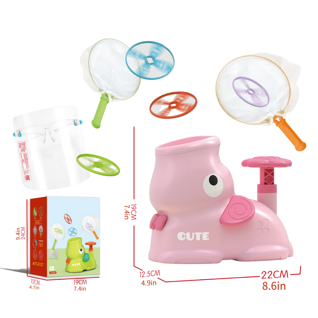 Flying Discs Launcher Toy Set Step On Machine Outdoor Toy for Boys Girls Pink Elephant