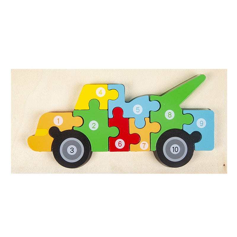 Montessori Wooden Puzzle for Toddlers Brain Teaser Board Early Education Toys Utility vehicle