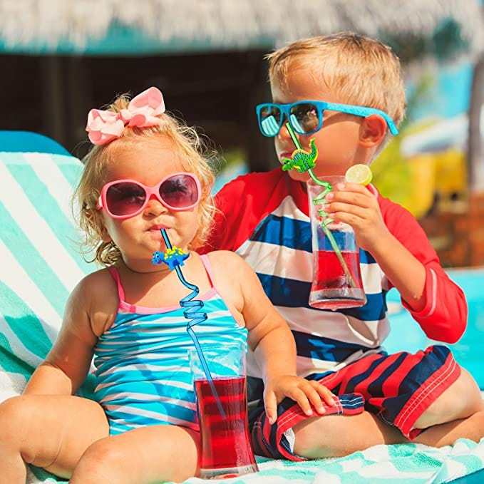 8 Pscs Dinosaur Straw Party Supplies Decorations Party Favors for Kids