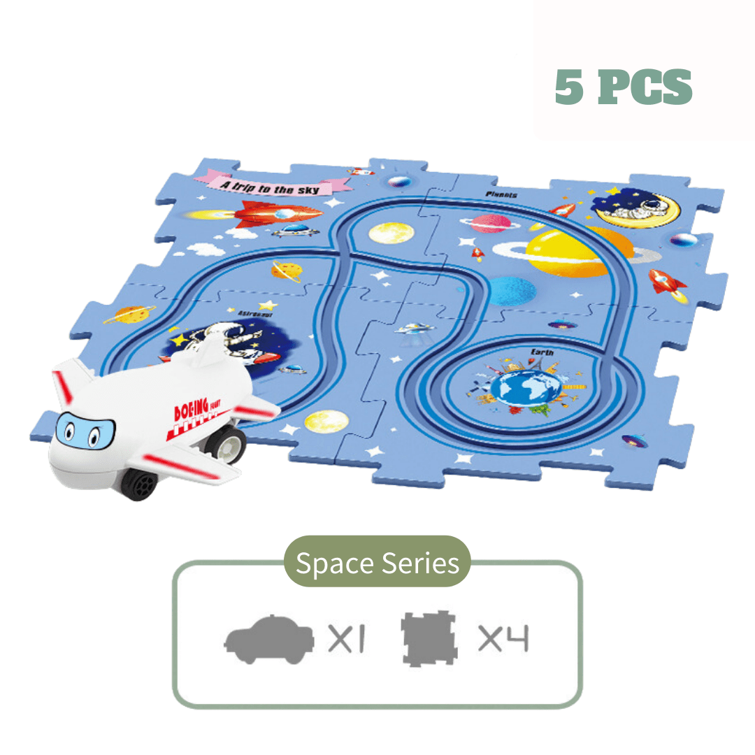 DIY Jigsaw Puzzle wtih Automatic Track Car Scene Toy for 3-7 Year Old Child Space / 5 PCS