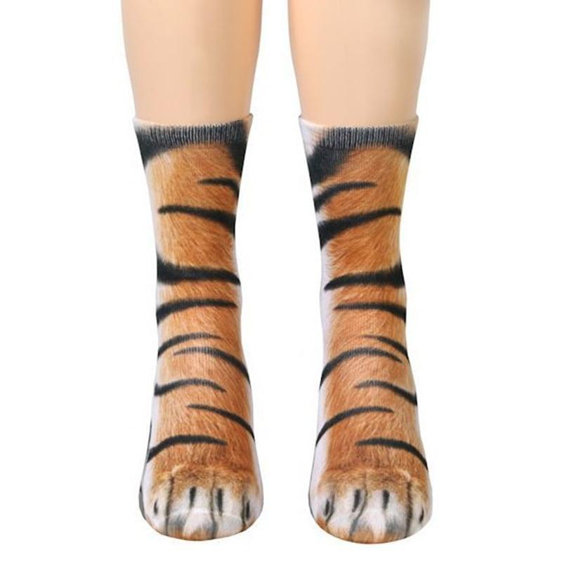 3D Printing Funny Animal Foot Hoof Paws Elastic Long Socks Tiger / Children