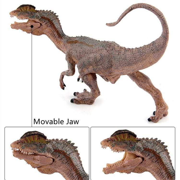 6‘’ Realistic Dilophosaurus Dinosaur Solid Figure Model Toy Decor with Movable Jaw