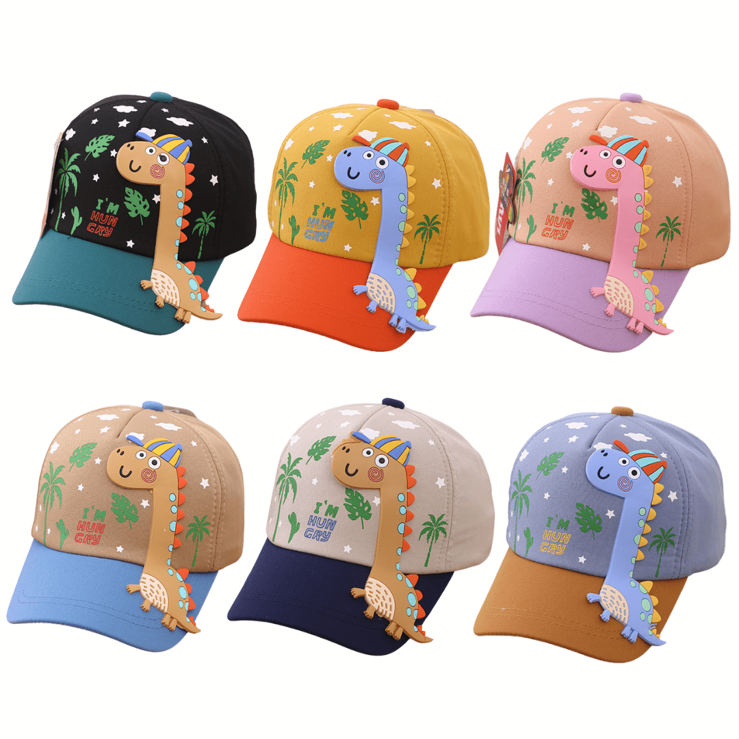 48-52cm Cute Dinosaur Baseball Cap Adjustable Sun Protection Hat for Kids 2-7 Years