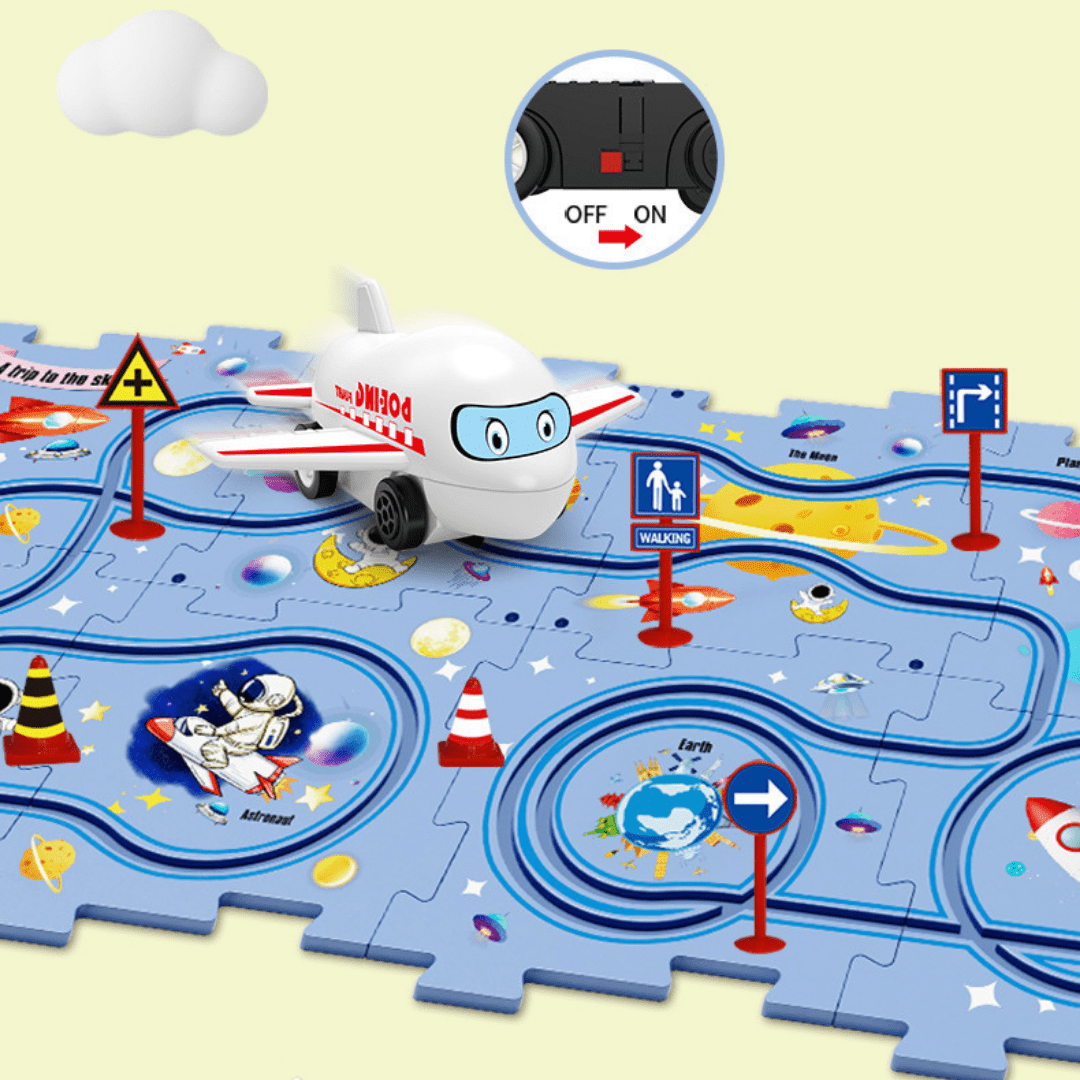 DIY Jigsaw Puzzle wtih Automatic Track Car Scene Toy for 3-7 Year Old Child