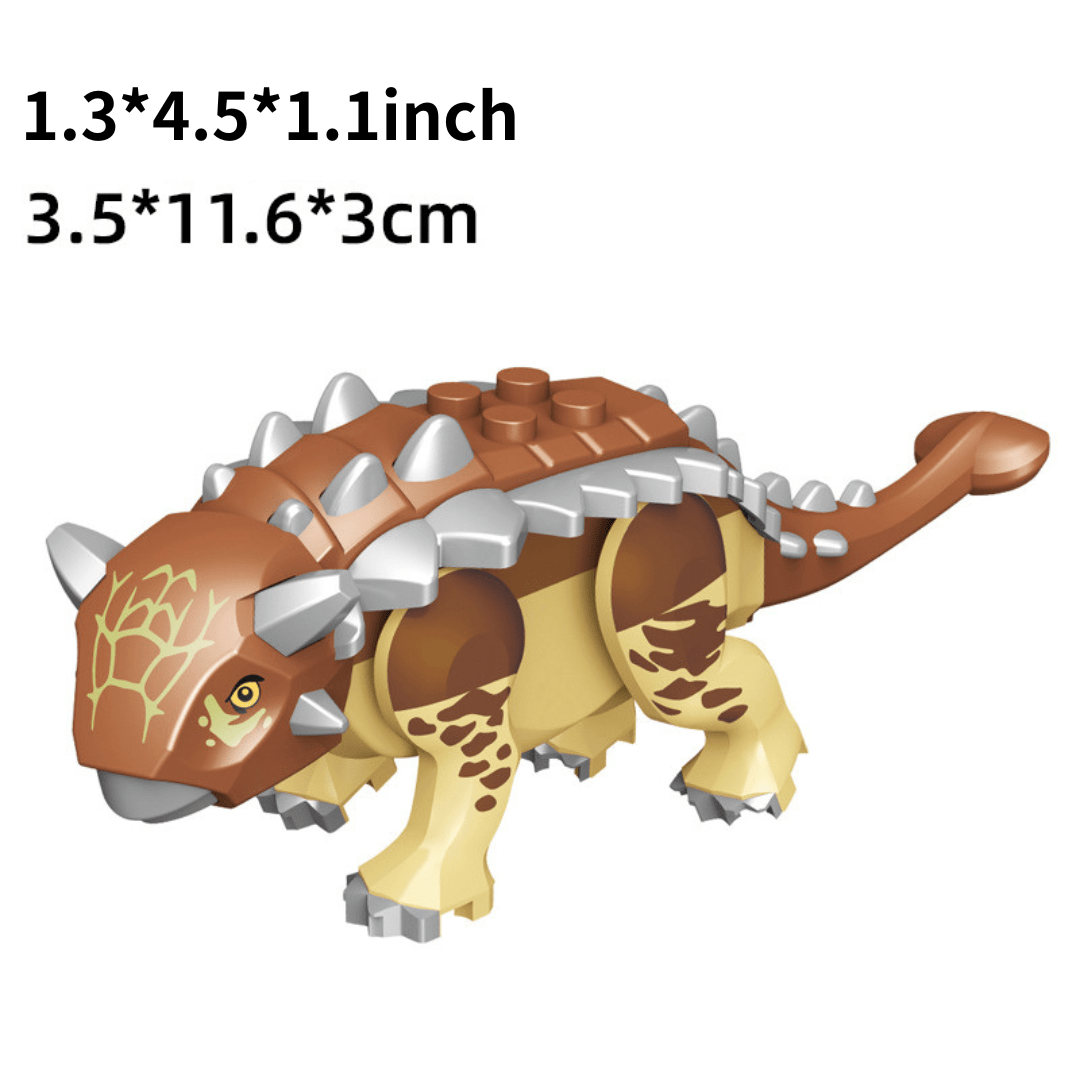 5" Mini Dinosaur Jurassic Theme DIY Action Figures Building Blocks Toy Playsets Brown Ankylosaurus / Ankylosaurus