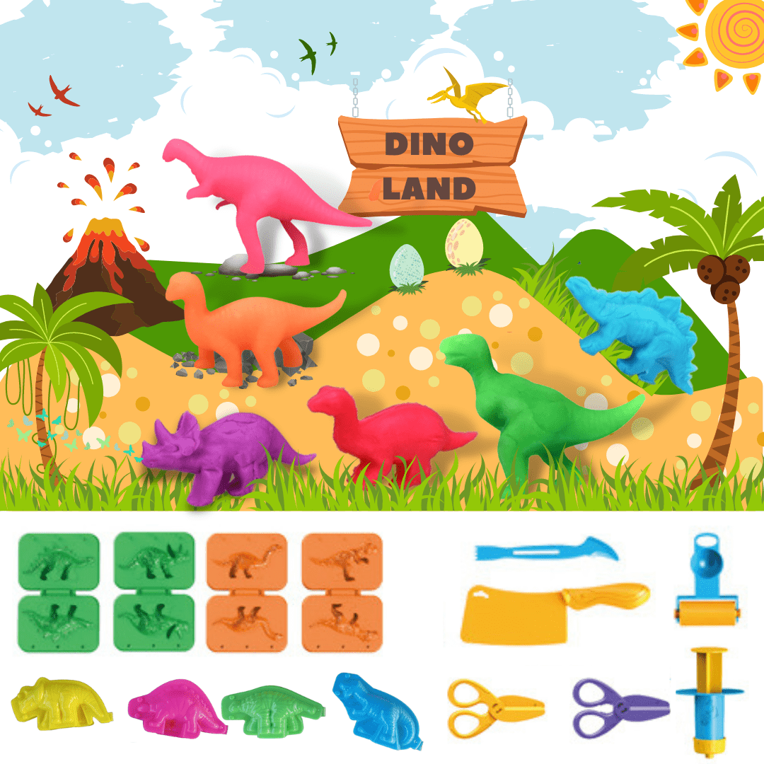 14 Pcs Dinosaur Play Dough Tools Plastic Molds Kits Dinosaur Mold Kit