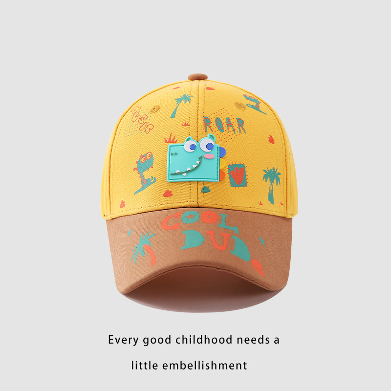 48-52cm Cute Dinosaur Baseball Cap Adjustable Sun Protection Hat for Kids 2-7 Years