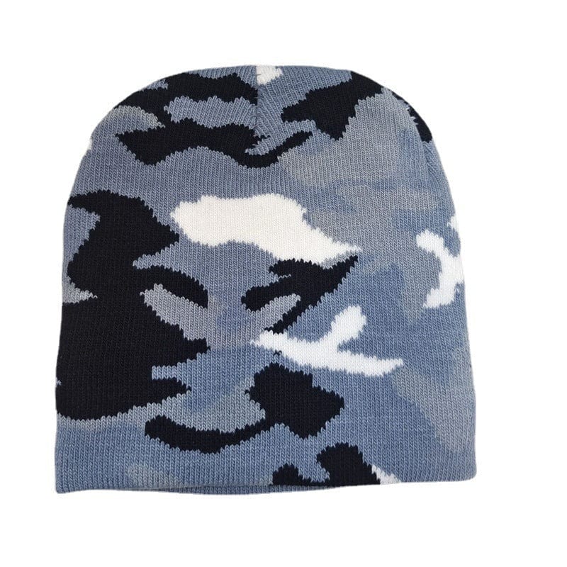 40-54cm Dinosaur Beanie Knitted Hat Camouflage Warm Winter Hat for Toddler Kids 2-9 Gray