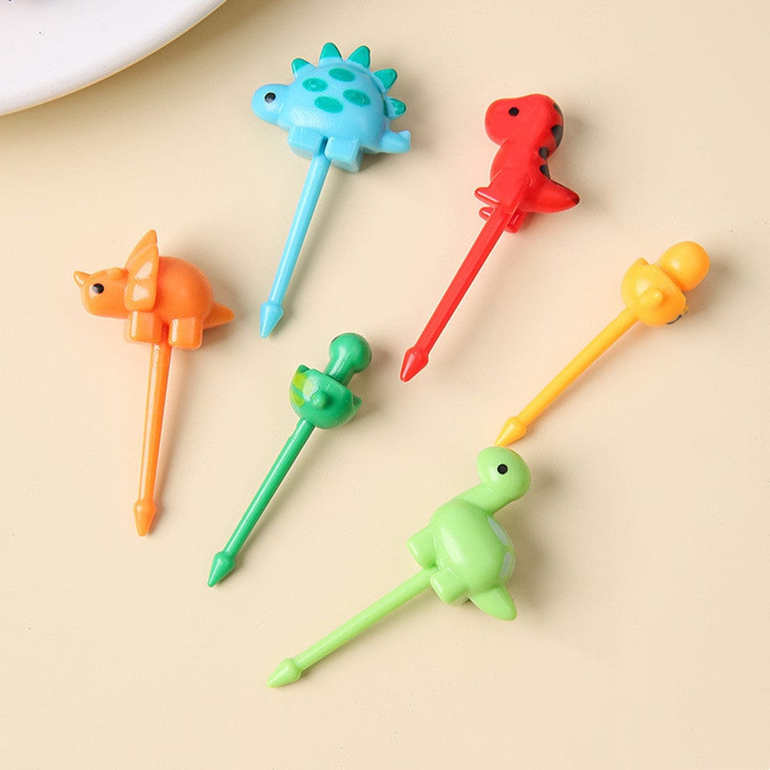 6 Pcs Cartoon Dinosaur Fork for Food Fruit Picks Snack Desserts Party Supply 6 Pcs