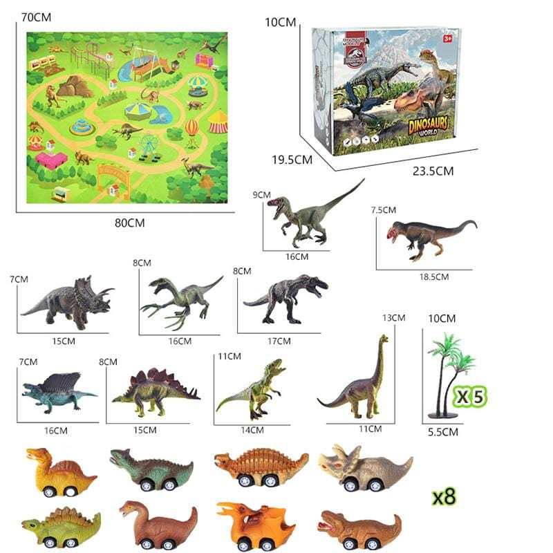 Educational Realistic Dinosaur Toys Figures Activity Play Mat Trees & Container Playset Standard Version