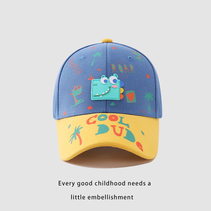 48-52cm Cute Dinosaur Baseball Cap Adjustable Sun Protection Hat for Kids 2-7 Years