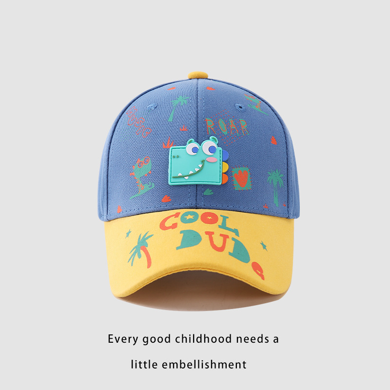 48-52cm Cute Dinosaur Baseball Cap Adjustable Sun Protection Hat for Kids 2-7 Years