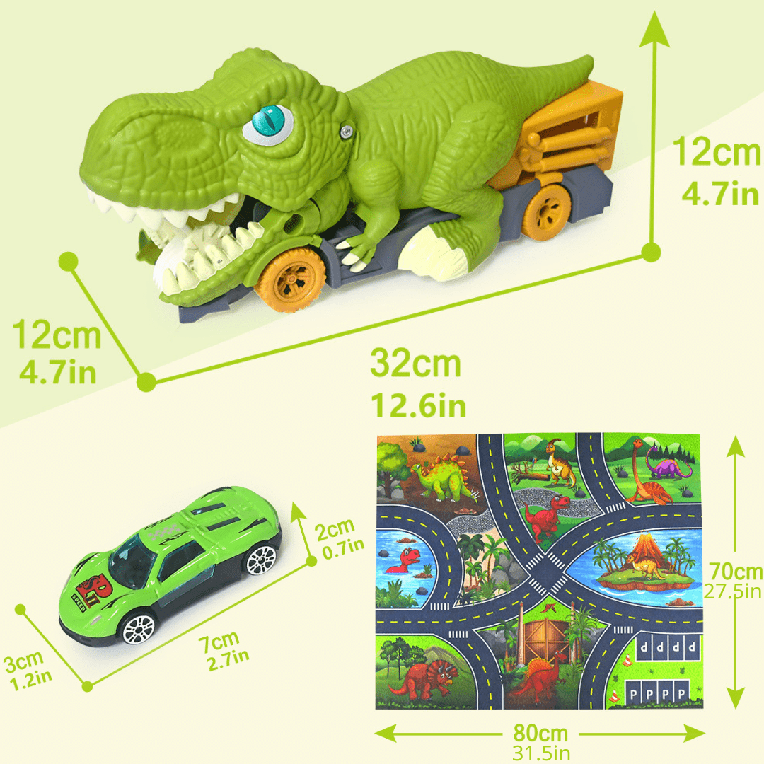 Dinosaur Devouring Truck with 12 Alloy Cars TRex Inertial Car Toy Gift for Kids Truck+12 Cars