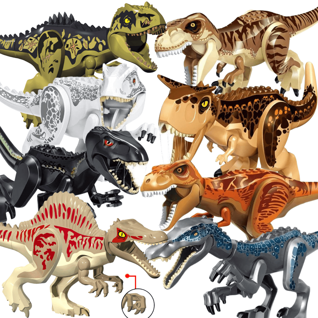 12" Dinosaur Jurassic Theme DIY Action Figures Building Blocks Toy Playsets 8 Pack -C