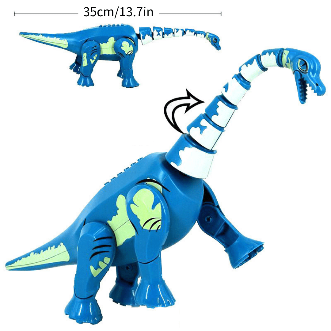 12" Dinosaur Jurassic Theme DIY Action Figures Building Blocks Toy Playsets Blue Brachiosaurus
