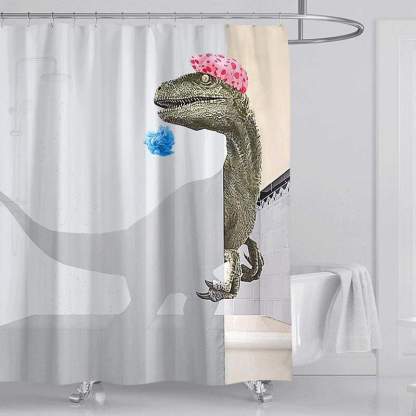 3D Dinosaur Bathroom Decor Stall Curtain Lightproof Shower Curtain and Carpet Set