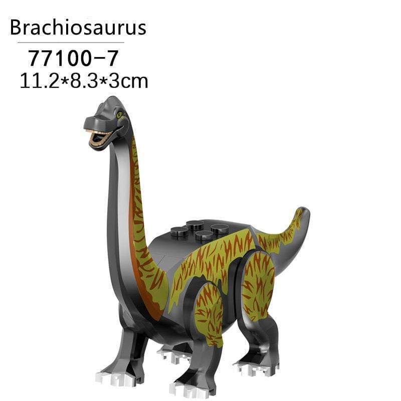 5‘’ Mini Dinosaur Jurassic Theme DIY Action Figures Building Blocks Toy Playsets Brachiosaurus / Black