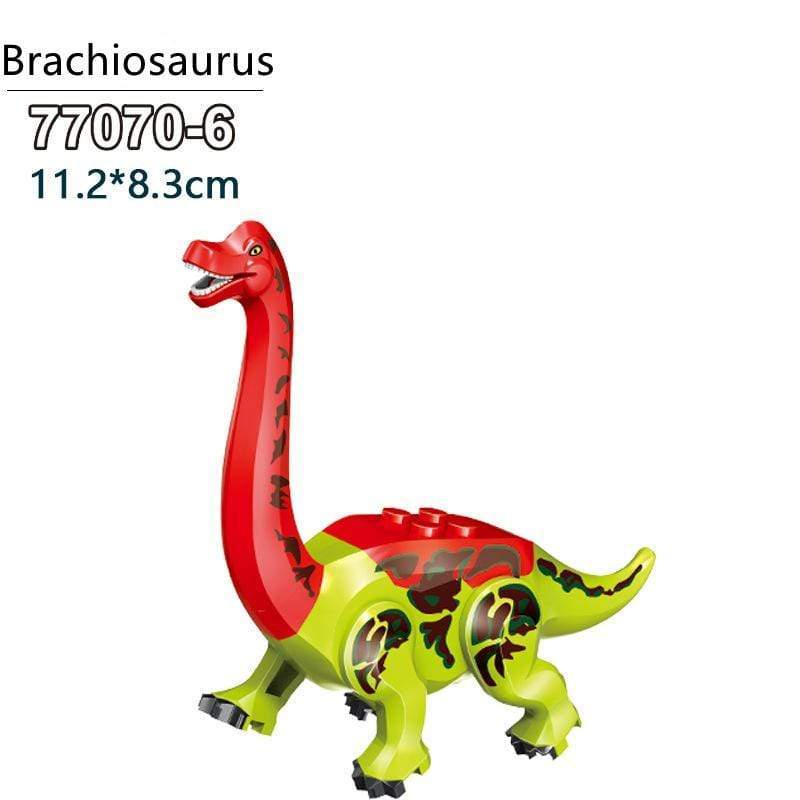5‘’ Mini Dinosaur Jurassic Theme DIY Action Figures Building Blocks Toy Playsets Brachiosaurus / Red