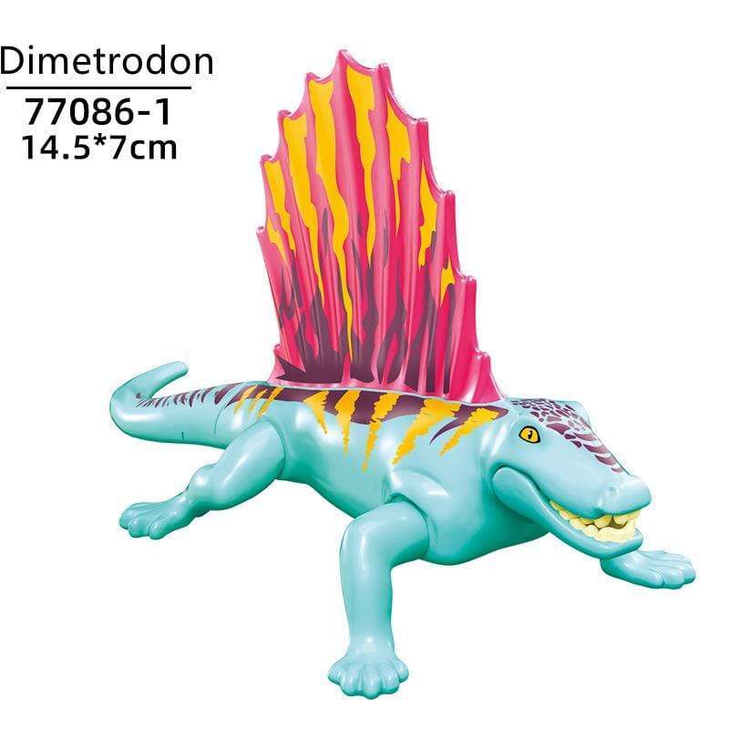5‘’ Mini Dinosaur Jurassic Theme DIY Action Figures Building Blocks Toy Playsets Dimetrodon / Blue