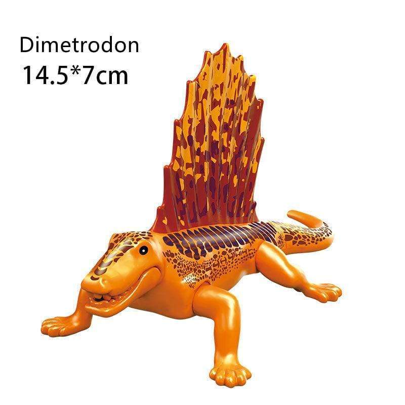 5‘’ Mini Dinosaur Jurassic Theme DIY Action Figures Building Blocks Toy Playsets Dimetrodon / Orange