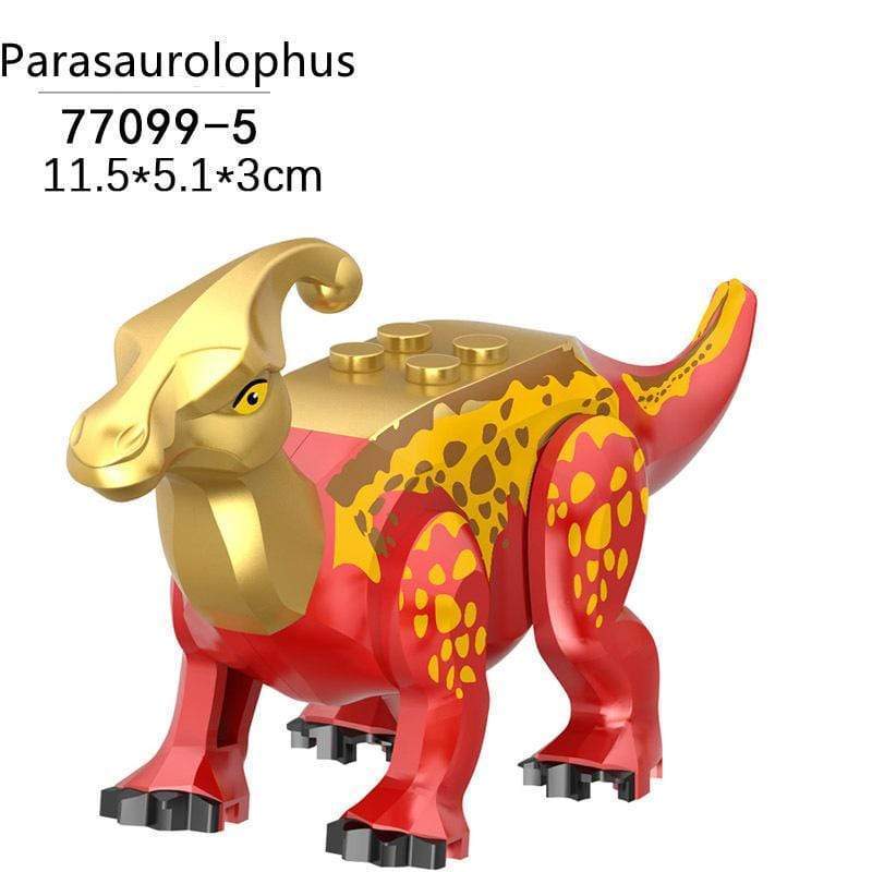 5‘’ Mini Dinosaur Jurassic Theme DIY Action Figures Building Blocks Toy Playsets Parasaurolophus / Golden