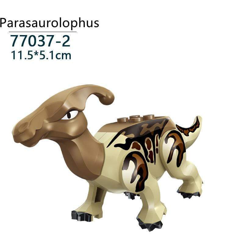 5‘’ Mini Dinosaur Jurassic Theme DIY Action Figures Building Blocks Toy Playsets Parasaurolophus / Gray