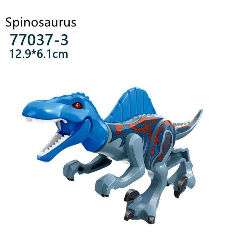 5‘’ Mini Dinosaur Jurassic Theme DIY Action Figures Building Blocks Toy Playsets Spinosaurus / Blue