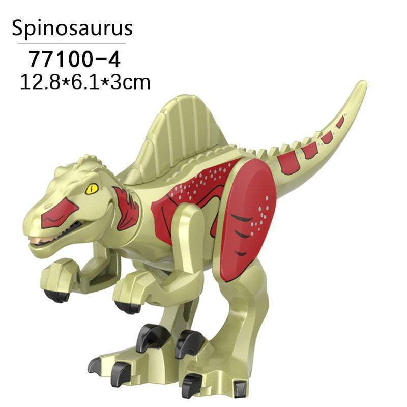5‘’ Mini Dinosaur Jurassic Theme DIY Action Figures Building Blocks Toy Playsets Spinosaurus / Gray