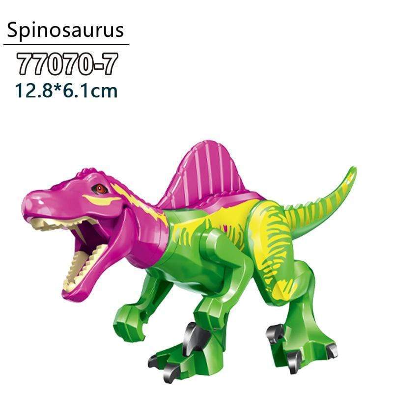 5‘’ Mini Dinosaur Jurassic Theme DIY Action Figures Building Blocks Toy Playsets Spinosaurus / Green
