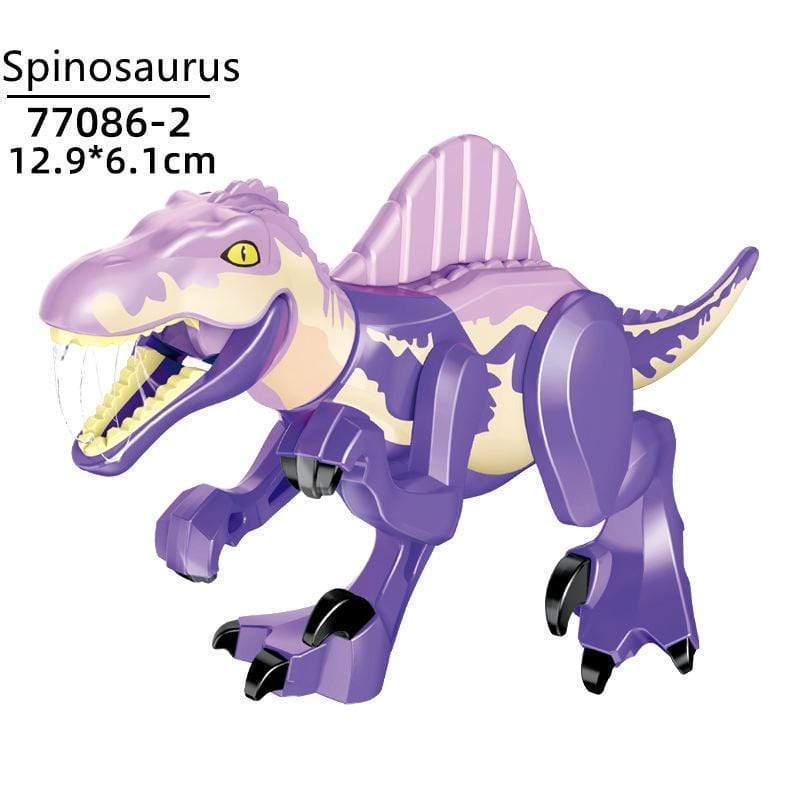 5‘’ Mini Dinosaur Jurassic Theme DIY Action Figures Building Blocks Toy Playsets Spinosaurus / Purple
