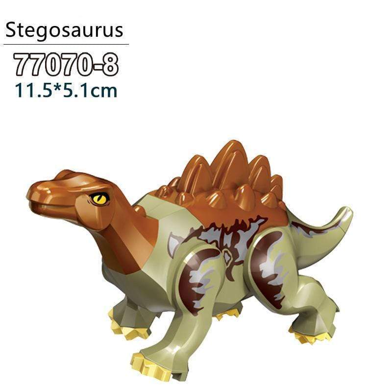 5‘’ Mini Dinosaur Jurassic Theme DIY Action Figures Building Blocks Toy Playsets Stegosaurus / Brown