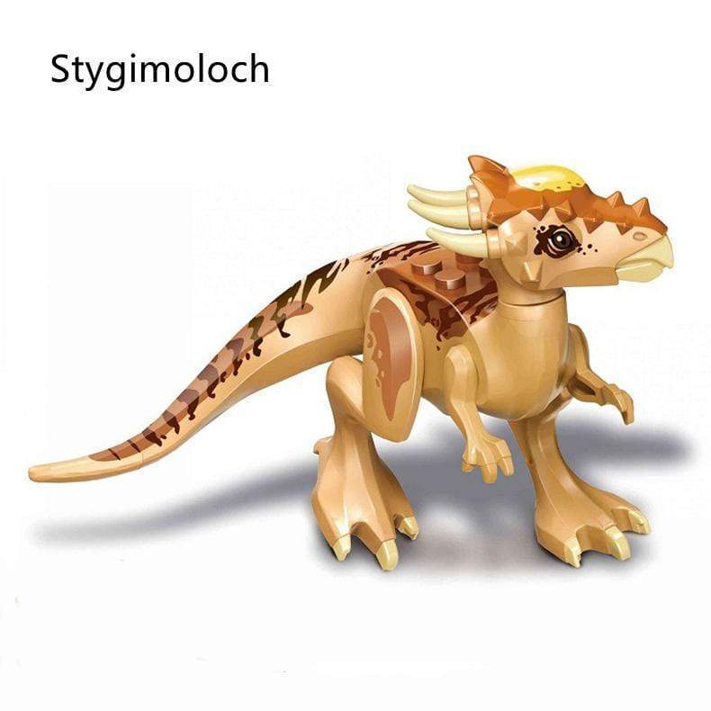 5‘’ Mini Dinosaur Jurassic Theme DIY Action Figures Building Blocks Toy Playsets Stygimoloch / Brown