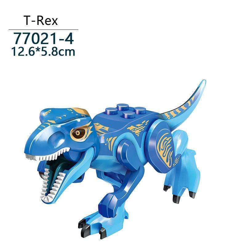 5‘’ Mini Dinosaur Jurassic Theme DIY Action Figures Building Blocks Toy Playsets T-Rex / Blue