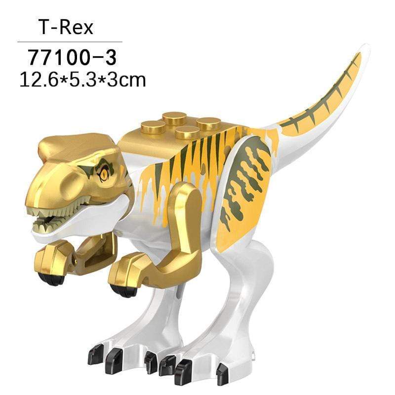 5‘’ Mini Dinosaur Jurassic Theme DIY Action Figures Building Blocks Toy Playsets T-Rex / Golden