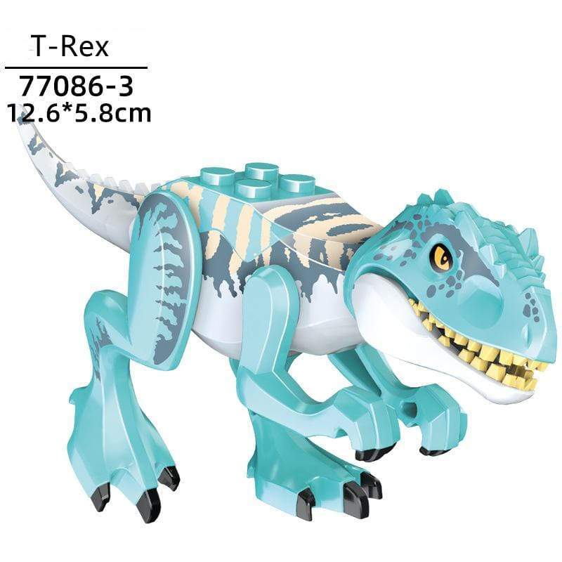 5‘’ Mini Dinosaur Jurassic Theme DIY Action Figures Building Blocks Toy Playsets T-Rex / Light Blue